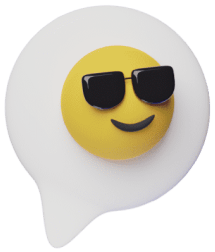 face with sunglasses emoji in a chat bubble