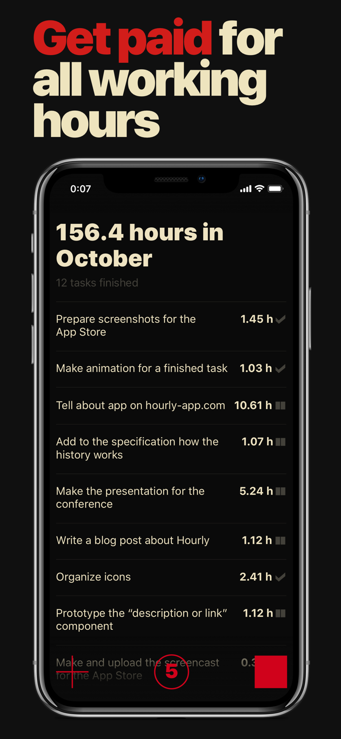Hourly - app screenshot